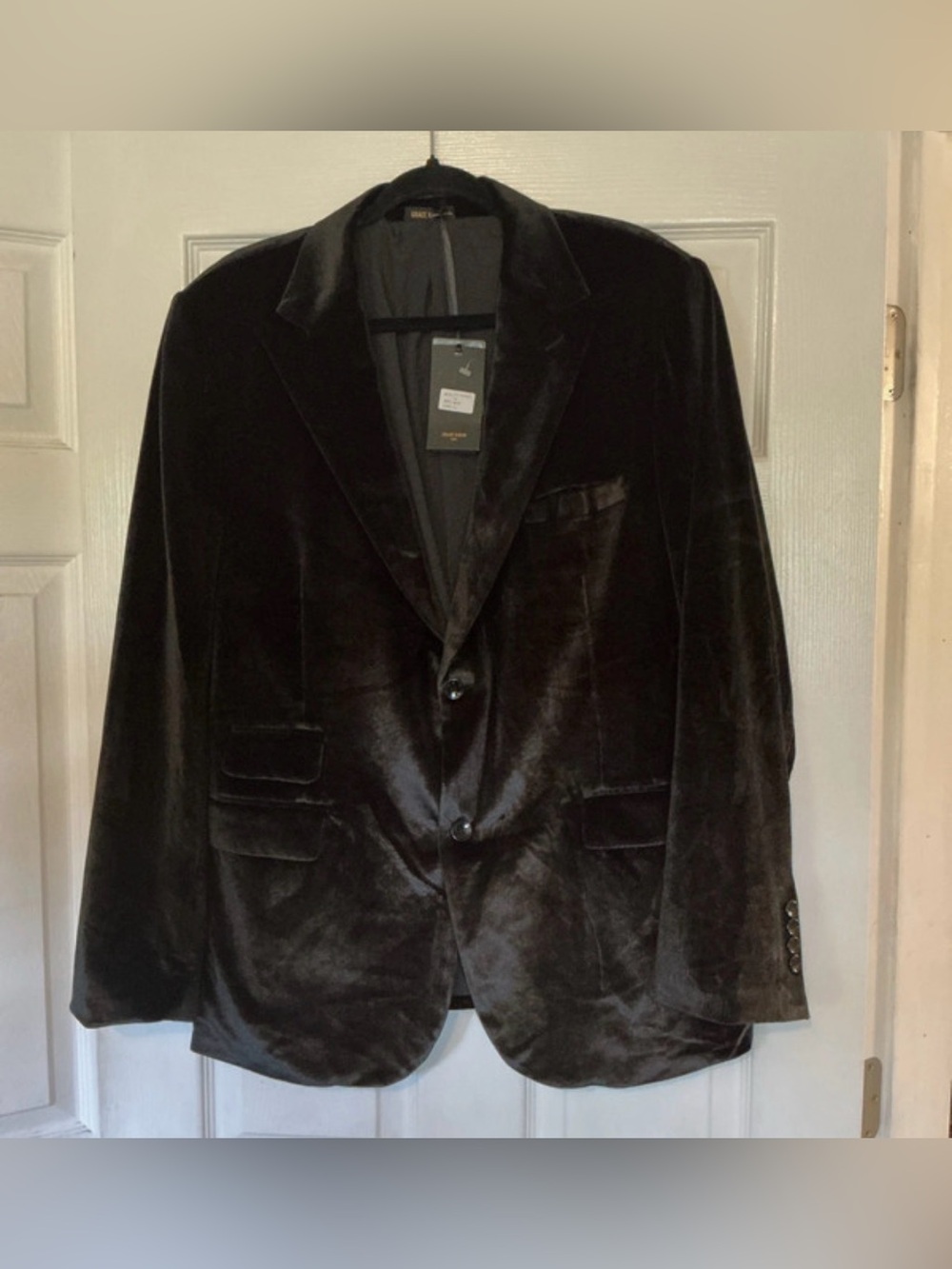 Grace Karin Men Sz XL Black Velvet Sport Coat Blazer Jacket NWT
